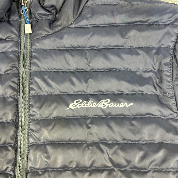 Eddie Bauer EB650 Jacket Mens Medium Quilted Full Zip Blue Down Puffer Winter - Picture 6 of 12